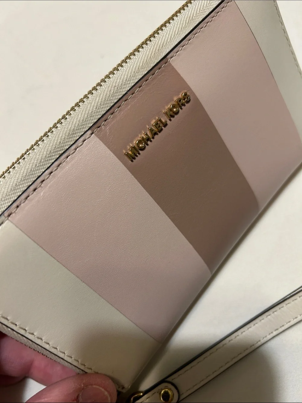 Michael Kors Tricolor Blush & Neutral Leather Wristlet